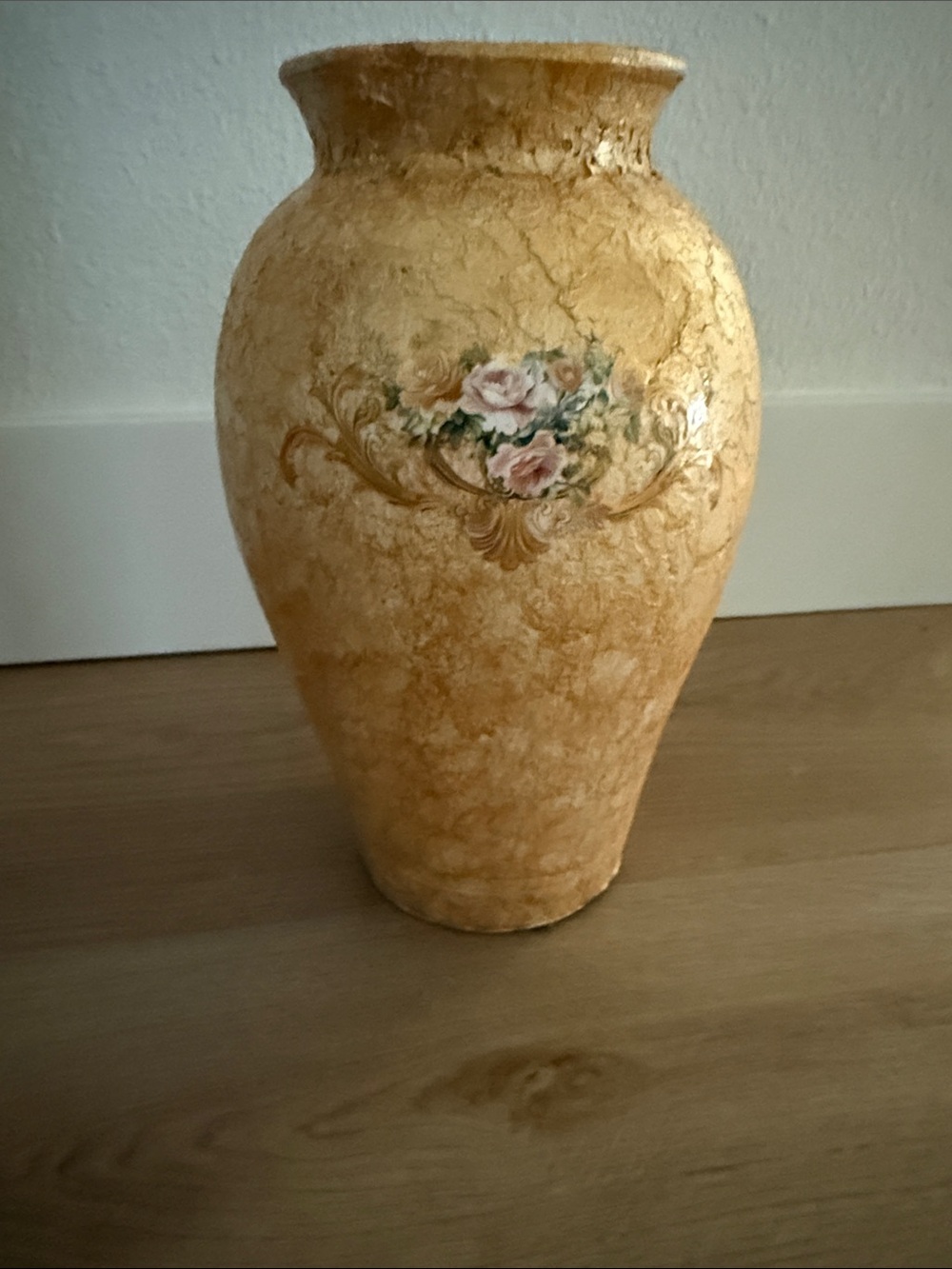 Decorative Gold Floral Ceramic Vase - Home Accents